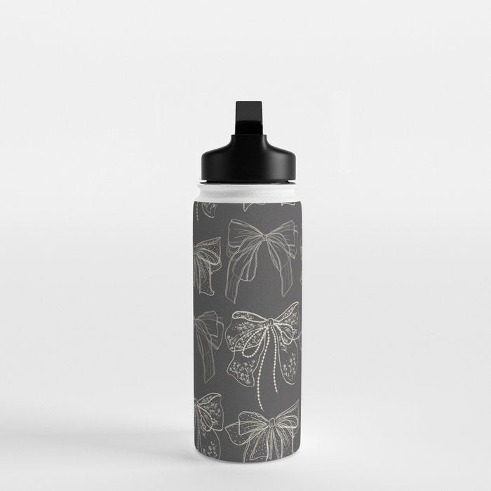 Romantic Bows Gray Pattern Water Bottle Gallery Image 3