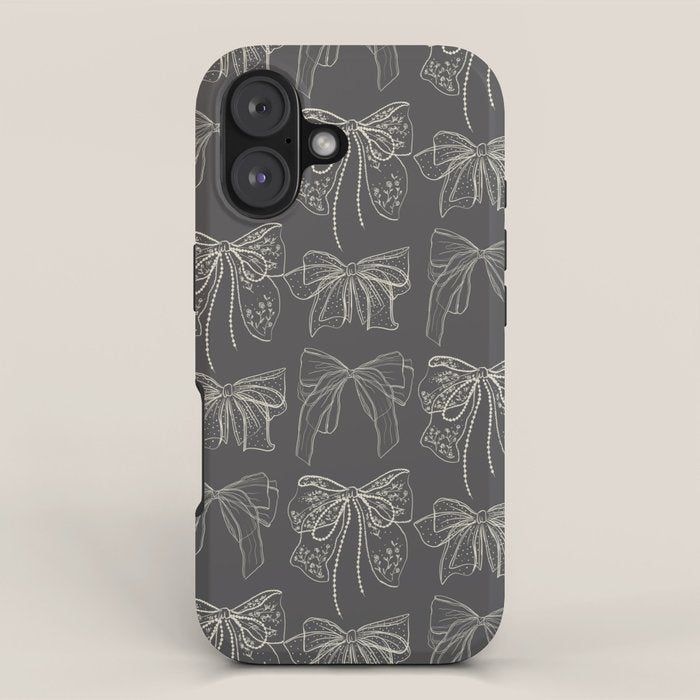 Romantic Bows Gray Pattern iPhone Case Gallery Image 1