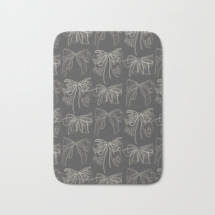 Romantic Bows Gray Pattern Bath Mat Gallery Image 1
