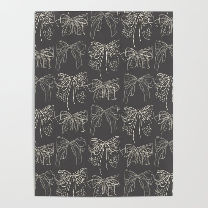 Romantic Bows Gray Pattern Poster Gallery Image 1