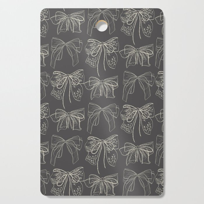 Romantic Bows Gray Pattern Cutting Board Gallery Image 1