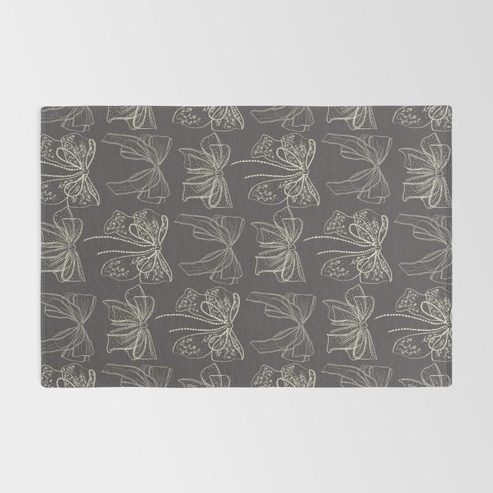 Romantic Bows Gray Pattern Rug Gallery Image 2