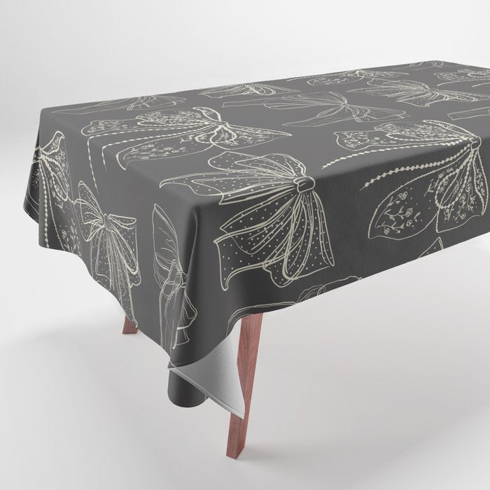 Romantic Bows Gray Pattern Tablecloth Gallery Image 1