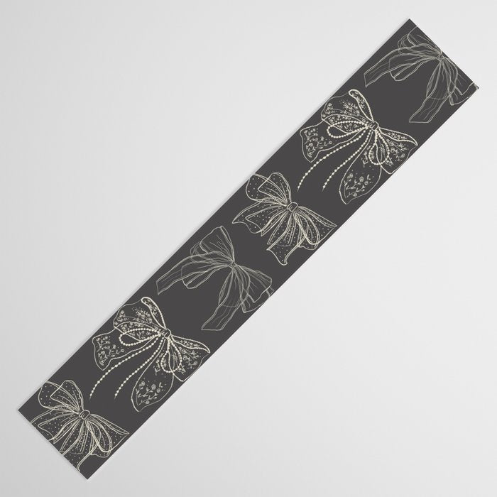 Romantic Bows Gray Pattern Table Runner Gallery Image 3