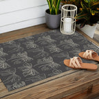 Romantic Bows Gray Pattern Outdoor Rug Gallery Image 2