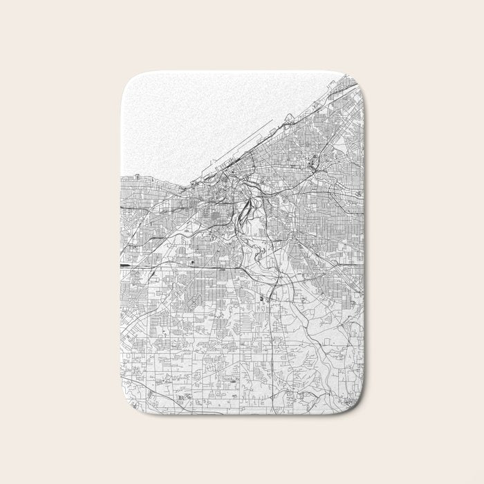Cleveland White Map Bath Mat Gallery Image 1