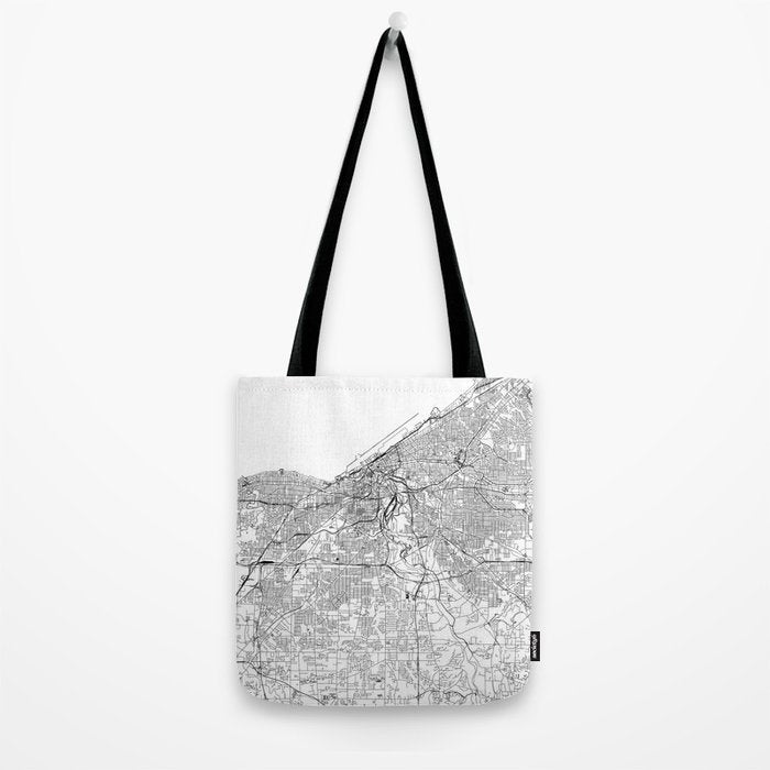 Cleveland White Map Tote Bag Gallery Image 2