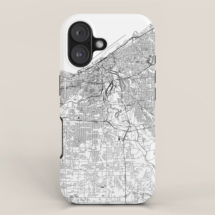 Cleveland White Map iPhone Case Gallery Image 1
