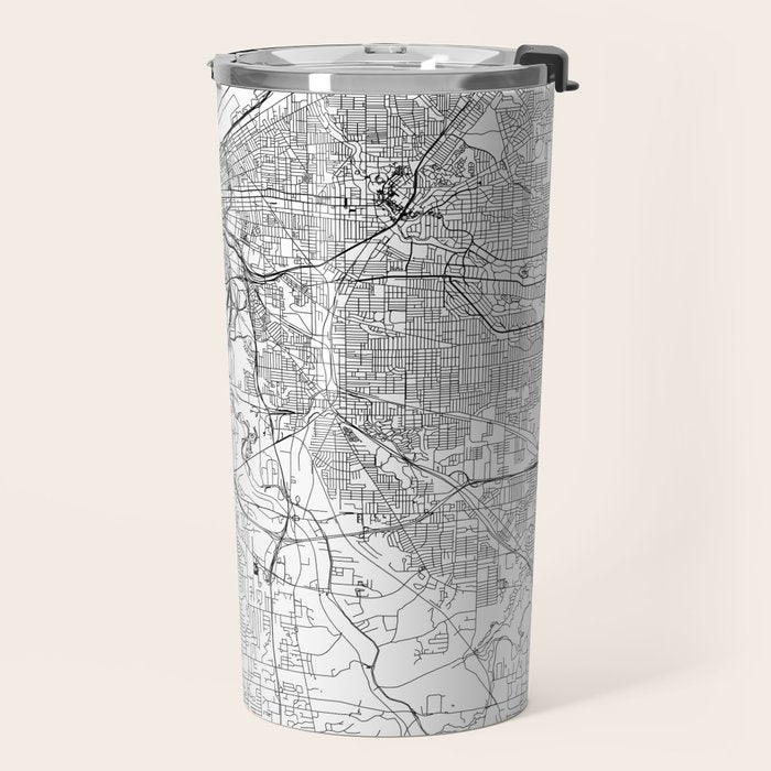 Cleveland White Map Travel Mug Gallery Image 2