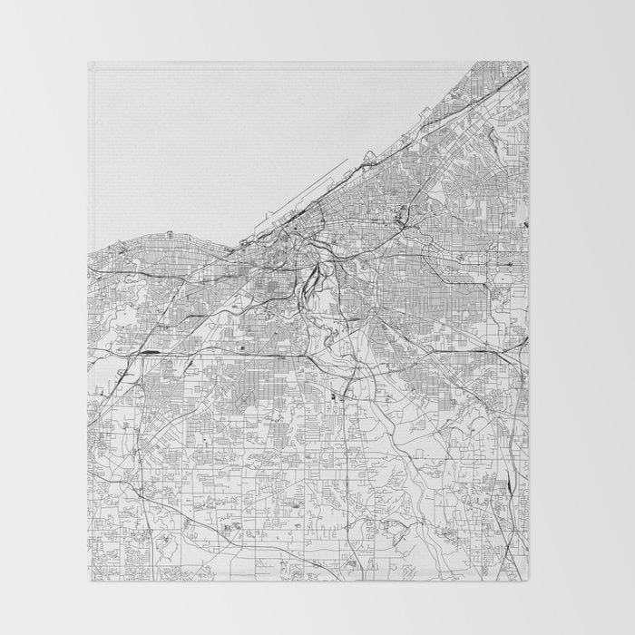 Cleveland White Map Throw Blanket Gallery Image 2