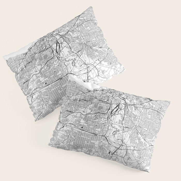 Cleveland White Map Pillow Sham Gallery Image 1