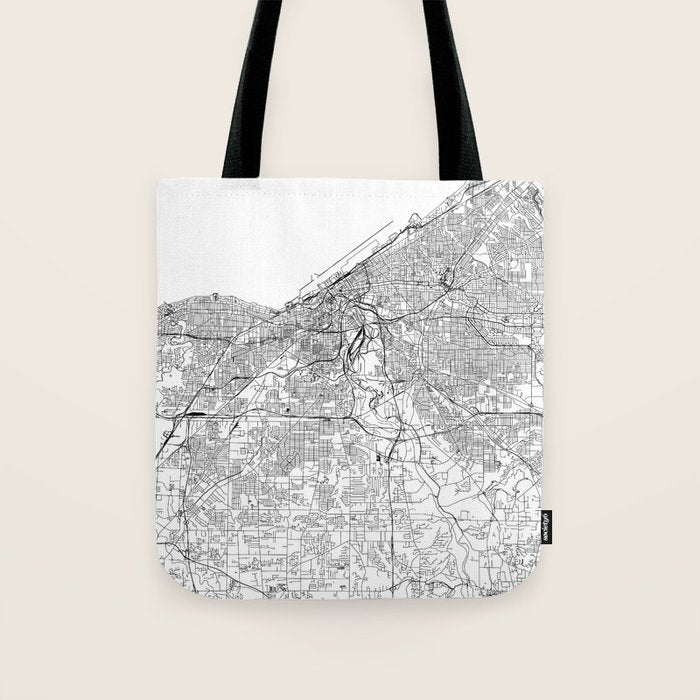 Cleveland White Map Tote Bag Gallery Image 1