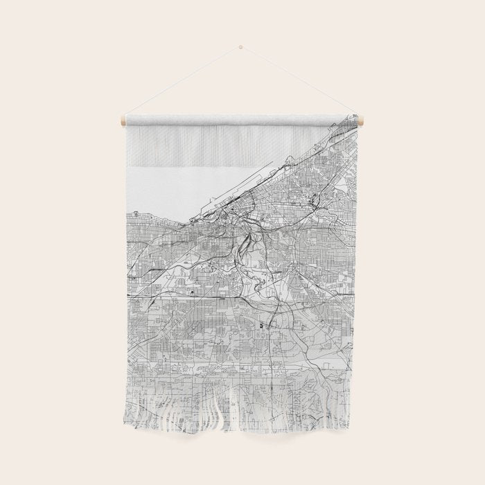 Cleveland White Map Wall Hanging Gallery Image 1