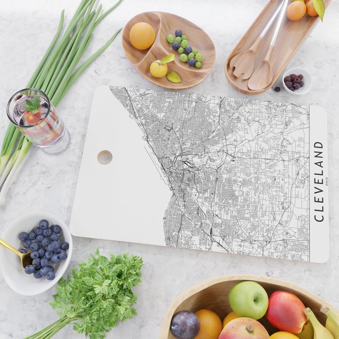 Cleveland White Map Cutting Board Gallery Image 2