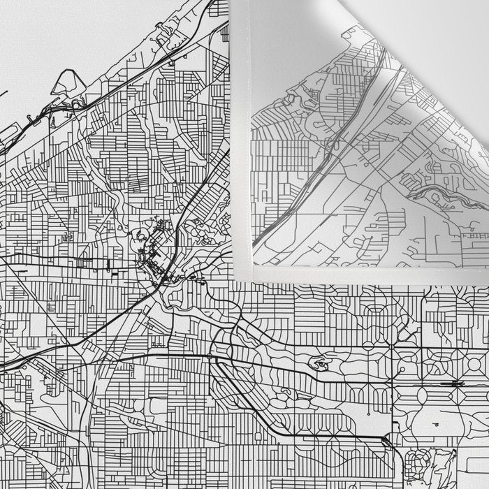Cleveland White Map Wall Tapestry Gallery Image 3