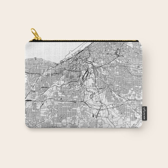 Cleveland White Map Carry All Pouch Gallery Image 1