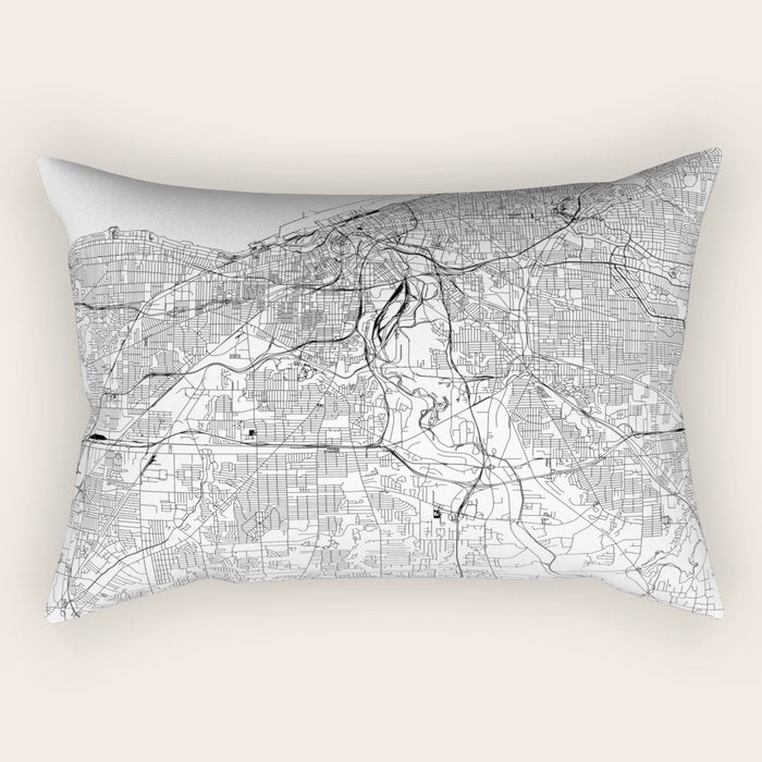 Cleveland White Map Rectangular Pillow Gallery Image 2