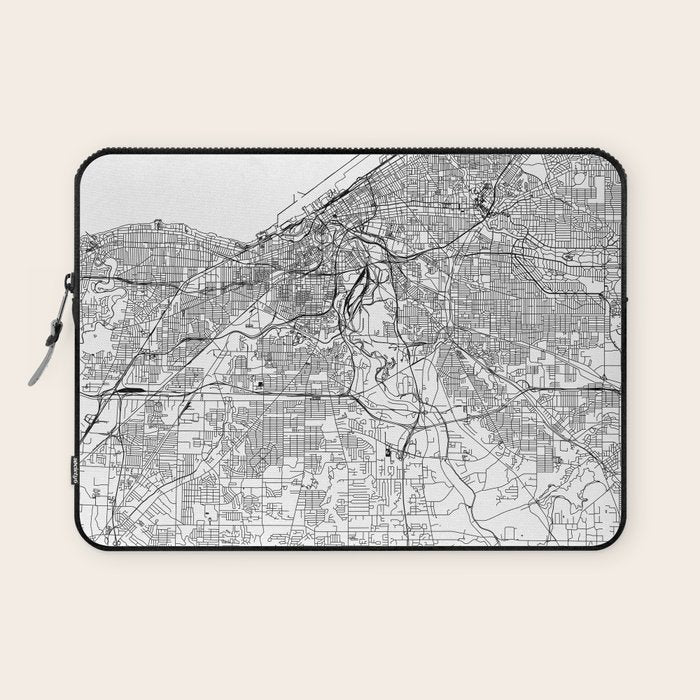 Cleveland White Map Laptop Sleeve Gallery Image 1