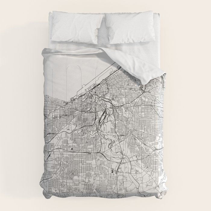 Cleveland White Map Comforter Gallery Image 1