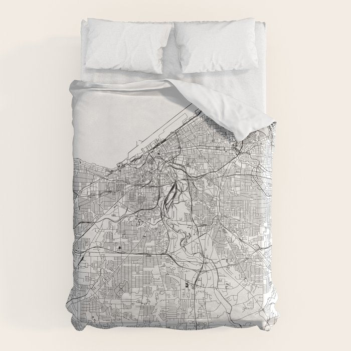 Cleveland White Map Duvet Cover Gallery Image 1