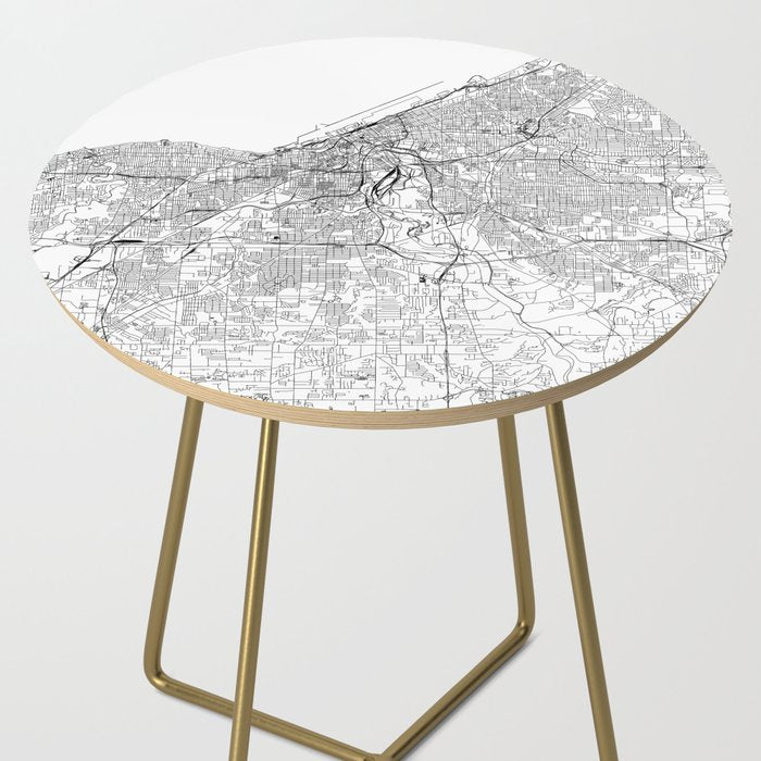 Cleveland White Map Side Table Gallery Image 2