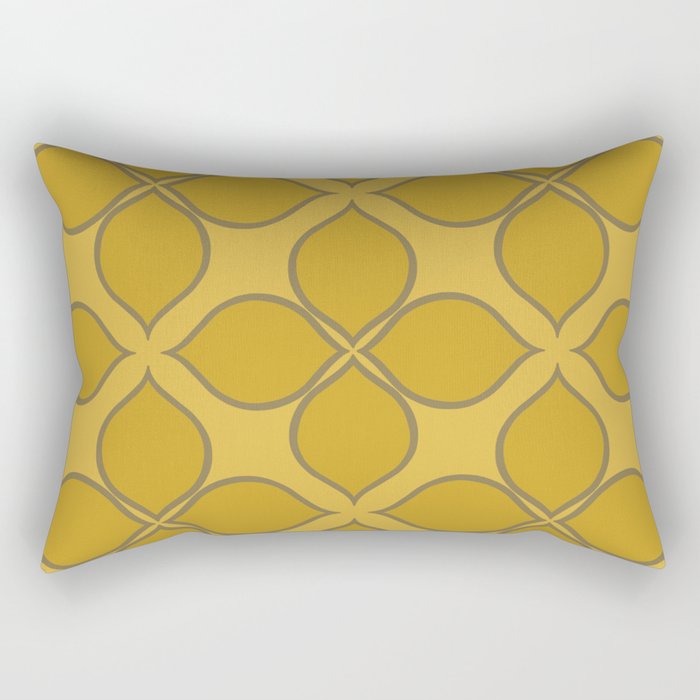 Golden Moroccan Floral Pattern Rectangular Pillow Gallery Image 2