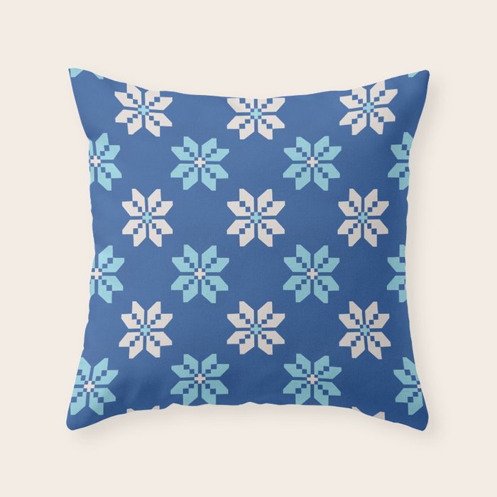 Contrasting Blues: Bethlehem Star Mosaic Throw Pillow Gallery Image 6