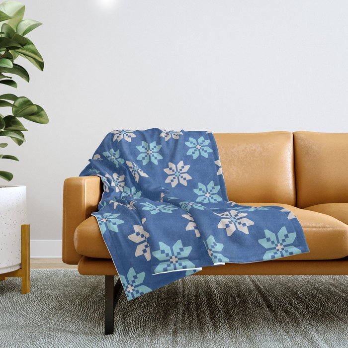 Contrasting Blues: Bethlehem Star Mosaic Throw Blanket Gallery Image 1