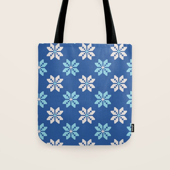 Contrasting Blues: Bethlehem Star Mosaic Tote Bag Gallery Image 1