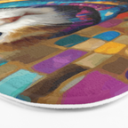 Gustav Klimt Style Tabby Cat Kitten with Colorful Scarf Bath Mat Gallery Image 3