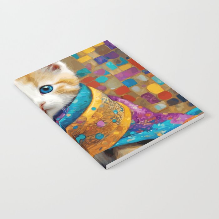 Gustav Klimt Style Tabby Cat Kitten with Colorful Scarf Notebook Gallery Image 1