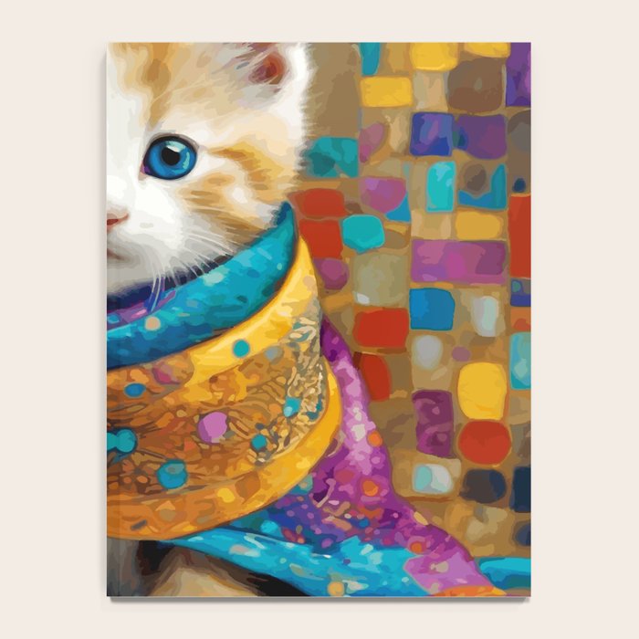 Gustav Klimt Style Tabby Cat Kitten with Colorful Scarf Notebook Gallery Image 4