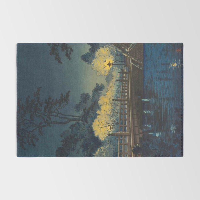 Tsuchiya Koitsu Vintage Japanese Woodblock Print Spring Blossom At Night t Rug Gallery Image 2