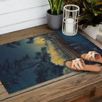 Tsuchiya Koitsu Vintage Japanese Woodblock Print Spring Blossom At Night t Outdoor Rug Gallery Image 2