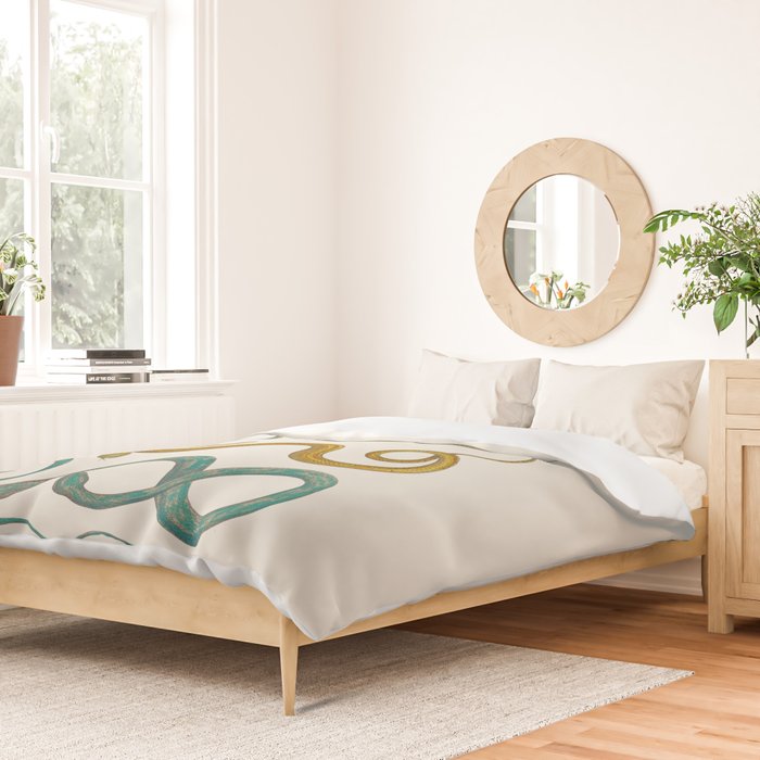 Albertus Seba Snakes Illustration Teal And Yellow Scales Duvet Cover Gallery Image 2