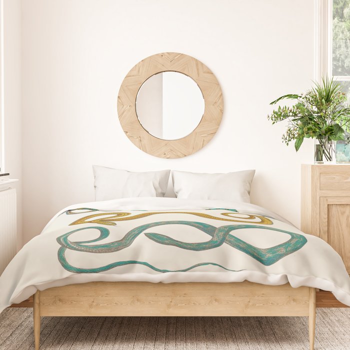 Albertus Seba Snakes Illustration Teal And Yellow Scales Duvet Cover Gallery Image 3