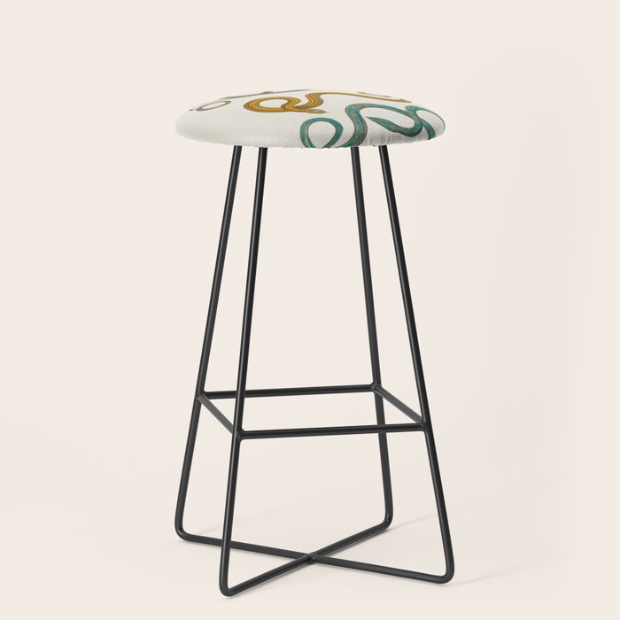 Albertus Seba Snakes Illustration Teal And Yellow Scales Stool Gallery Image 1