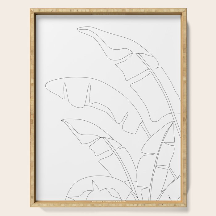 Minimal Line Art Banana Leaves Serving Tray Gallery Image 1