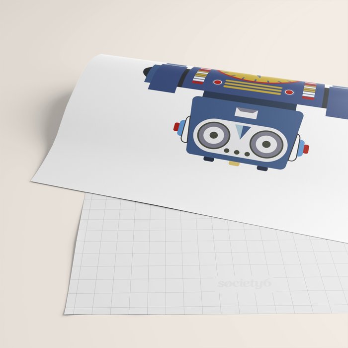 Blue Robot Retro Toy Wrapping Paper Gallery Image 2