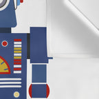 Blue Robot Retro Toy Wall Tapestry Gallery Image 3