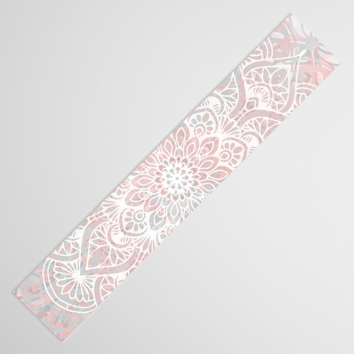 Mandala, Yoga, Love, Coral and Gray, Wall Art Boho Table Runner Gallery Image 3