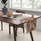 Christmas Trees and Deer, Faux Linen, Pattern, Beige, Brown and Blue Table Runner Gallery Image 2