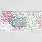 Floral Blooms, Soft Pink, Green and Teal, Design Prints Desk Mat Gallery Image 1