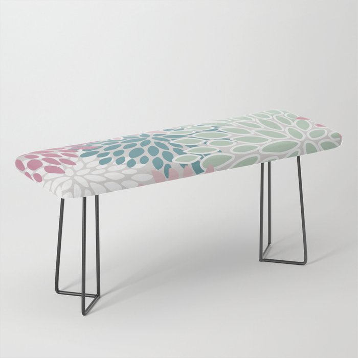 Floral Blooms, Soft Pink, Green and Teal, Design Prints Bench Gallery Image 1
