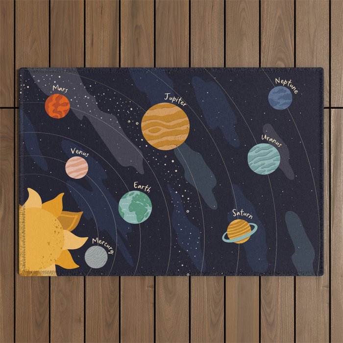 Solar System for Kids Horizontal Outdoor Rug Gallery Image 1