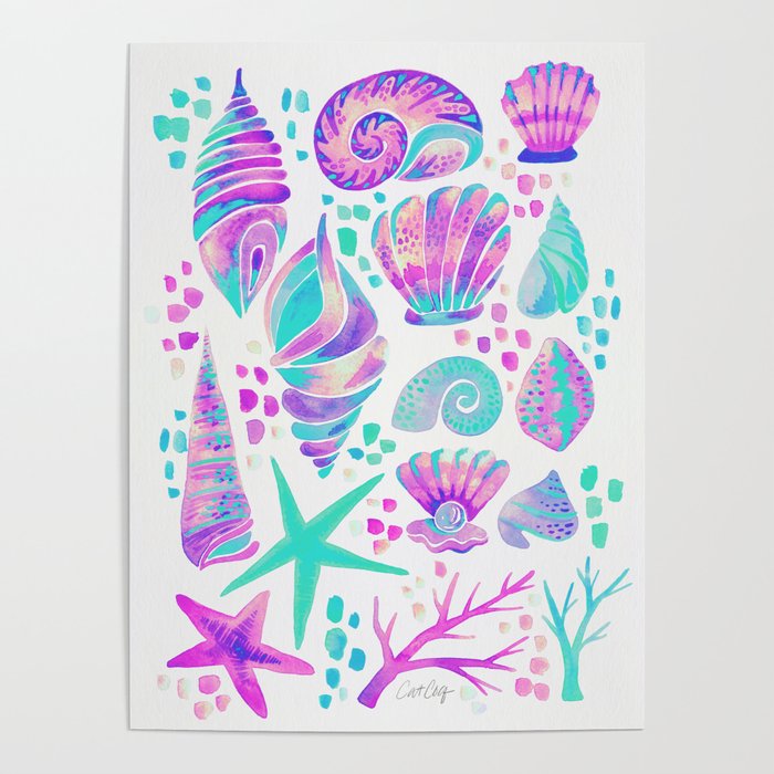 Painted Seashells - Periwinkle & Mint Poster Gallery Image 4
