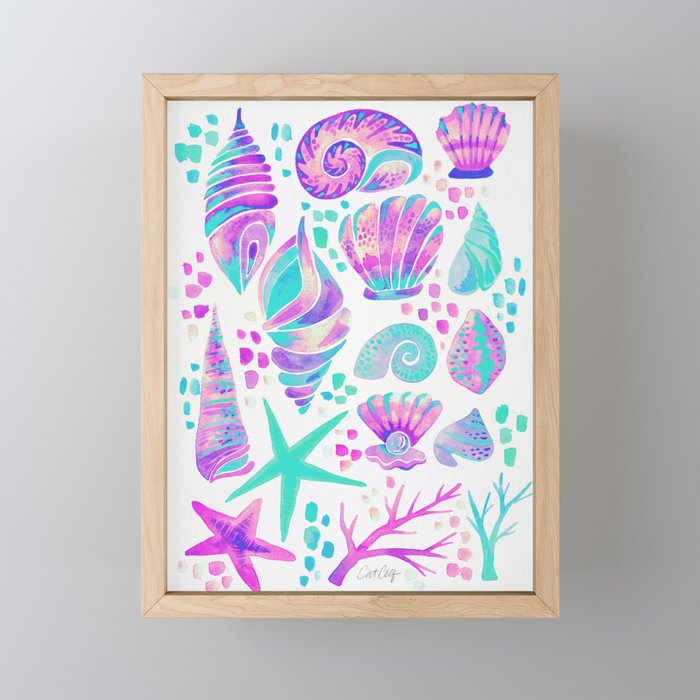 Painted Seashells - Periwinkle & Mint Mini Art Print Gallery Image 1