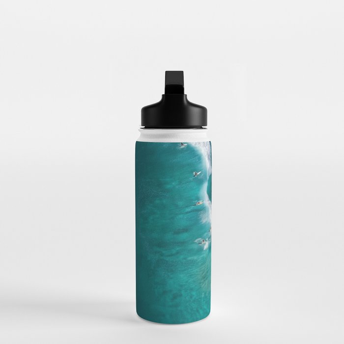 Surfers at Shore - Aerial Beach Photography Water Bottle Gallery Image 3