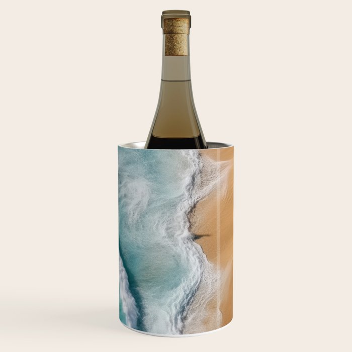 Surfers at Shore - Aerial Beach Photography Wine Chiller Gallery Image 3