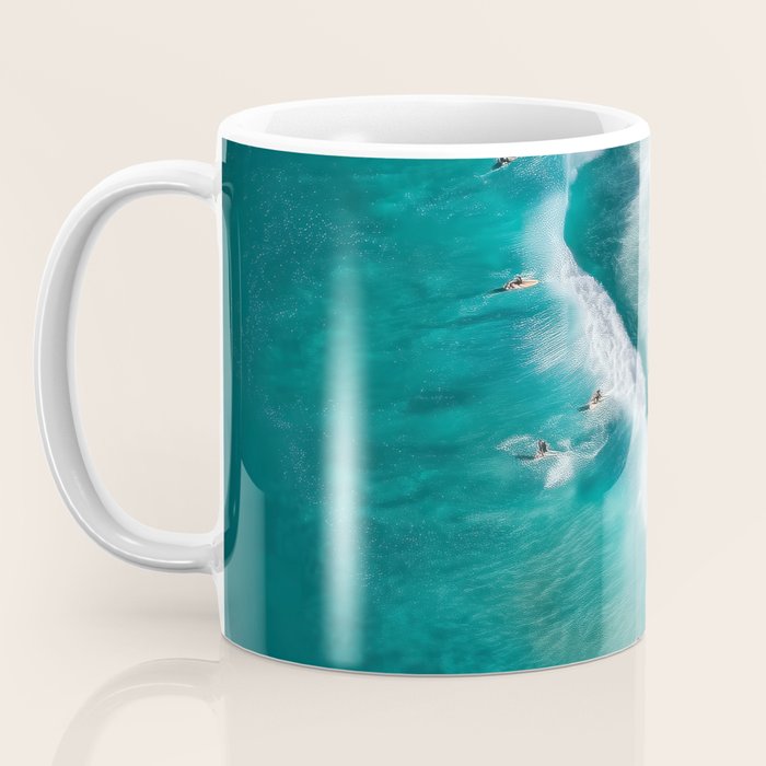 Surfers at Shore - Aerial Beach Photography Coffee Mug Gallery Image 3